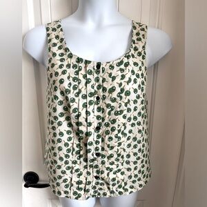 Anthropologie Postmark Ping Pong Paddle Olea Tank Top Green Sleeveless, Size 10